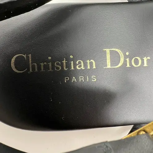 Christian Dior  Double-D Gold Buckle Black Leather Gladiator Strappy Flat Sandals