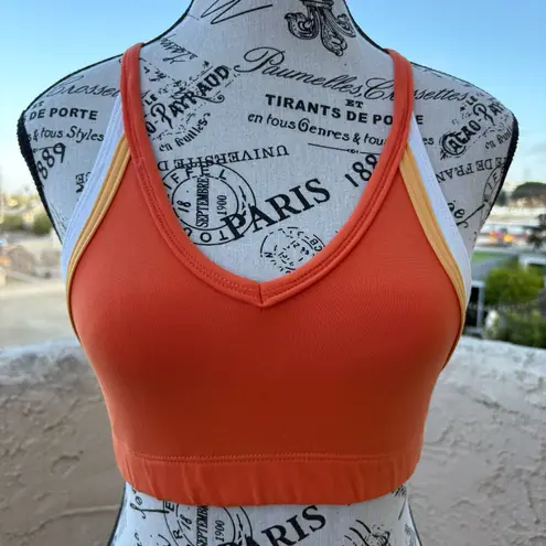 Gigo Active Brazil halter sports bra in orange white and yellow size S small NWT