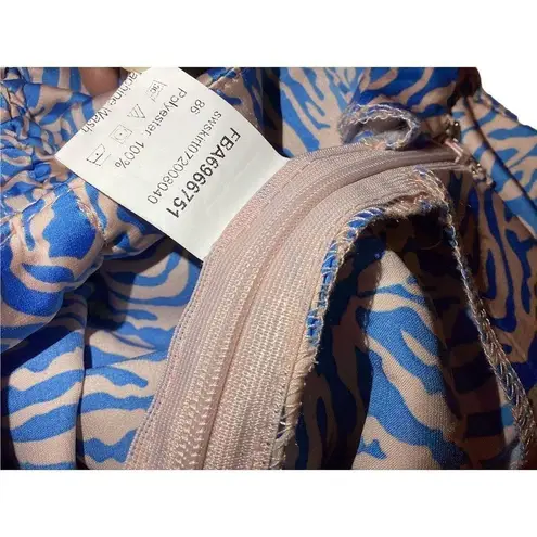 Zebra Satin Scrunch Skirt Animal Print Sexy Clubwear Blue