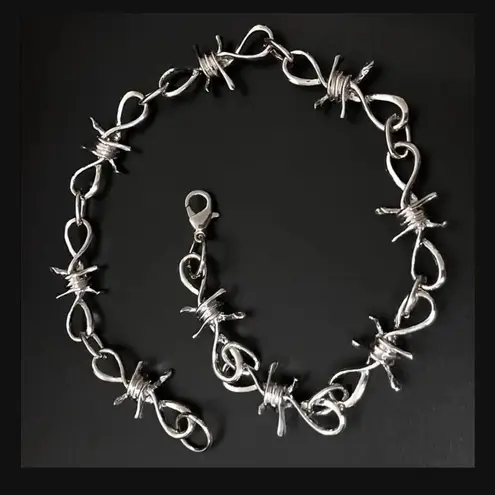 Silver Barb Wire Chain Necklace