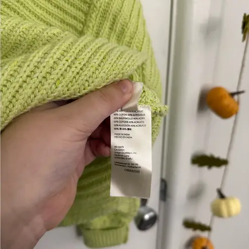 Free People  Lime Green V-Neck Sweater