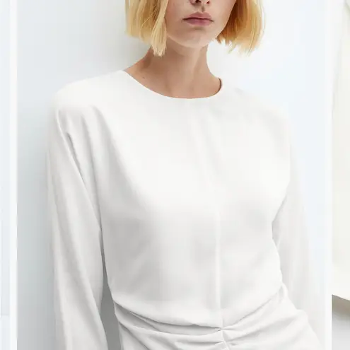 Mango Elegant White Long Sleeve Dress