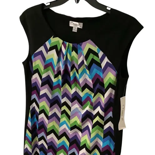Maggie L Women’s Chevron Patterned Sleeveless Dress Brand NEW w/Price Tags Black Size 10