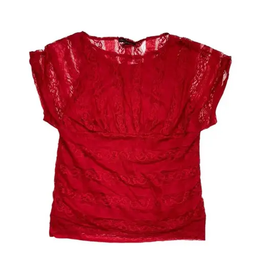 Heart soul New Plus Top Womens 3X Red Sexy Lace Empire Waist Twofer Holiday Party