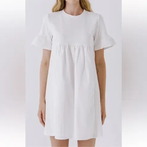 English Factory White Mixed Media Ruffle short sleeve dress size small