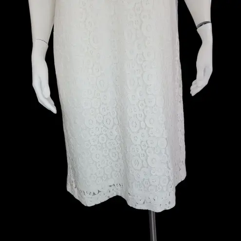 Studio One Womens 18 Ivory Lace Overlay Midi Dress Pearl Neckline Sleeveless