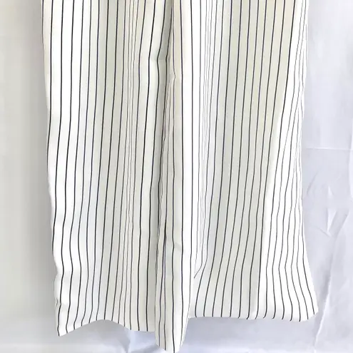 Foxiedox New Striped Criss Cross Bodice Slit Hem Flared Leg Jumpsuit White Black