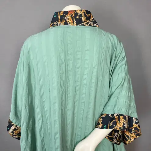 Handmade Kaftan Dress Light Green Kuwait Women Maxi Textured Fabric Pattern Trim