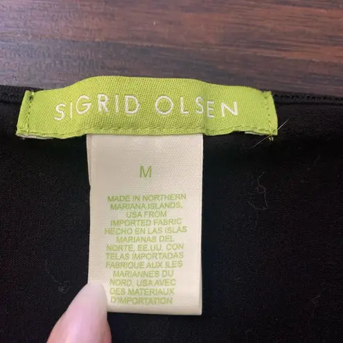 Sigrid Olsen black v-neck lace lined tank top size M