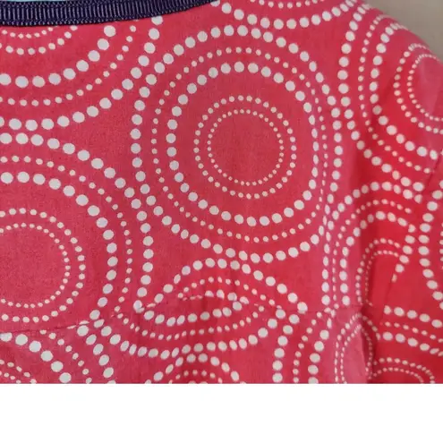 Boden Womens Coral White Polka Dot Circles 3/4 Sleeve Kaftan Tunic Top Size 4 Pink