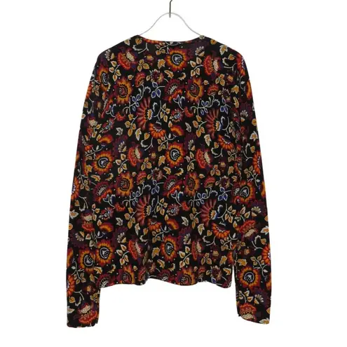 August Silk 1990s Vintage Rainbow Floral Cardigan Sweater Medium Boho Hippie