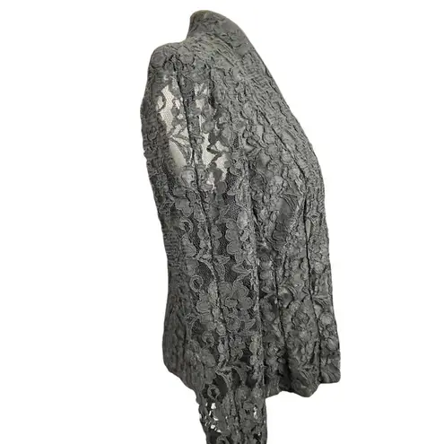 VintageĀ R&K Evening Black FullāLace Collarless Button Down Blazerā8