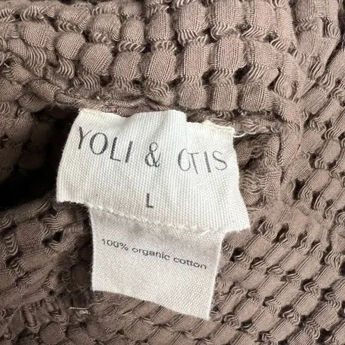 Yoli Otis Waffle Knit Bucket Hat Womens Size L Brown 100% Organic Cotton Size L