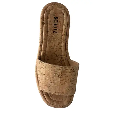 Schutz Women's Yara Cork Platform Sandals Summer Casual Sz 8 Comfort Feminine