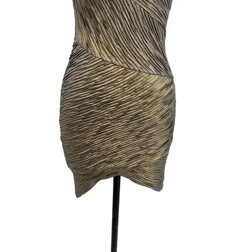 Torn By Ronny Kobo Kaitlyn Metallic Gold Charcoal Mini Dress Size Small