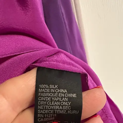 JayGodfrey Purple and Pink Ombre V Neck Open Arm Silk Blouse Size 2