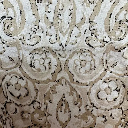 Josie Natori 100% Silk Cream & Gold Puff Sleeve Scalloped Neck Blouse Size XS