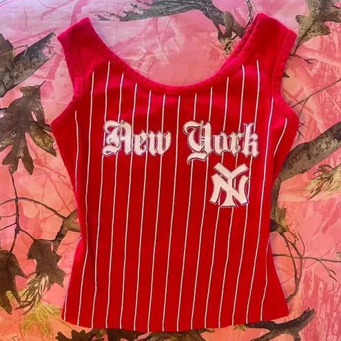 boa style y2k vintage red new york yankees striped tank top
