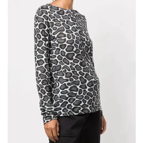 Proenza Schouler Leopard Animal Print Long Sleeve T-Shirt Top Size Medium M