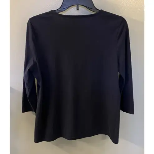 Breckenridge Embroidered Fall Theme Top Dark Blue Size M