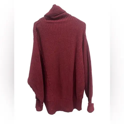 Free People NWT  Oversized Ribbed Chunky Knit Turtleneck‎ Pullover Sweater Sz XS