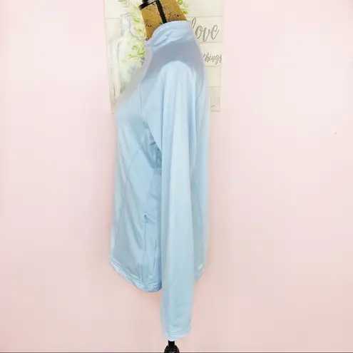 Jockey Mock Neck Pullover Nylon Sweatshirt Long Sleeve Blue Large Blue