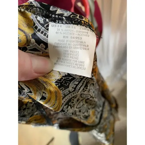 blazer satin filigree gold silver vintage 1980s Size 14