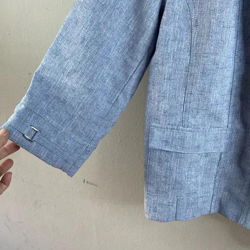 Blue Blazer with Denim Texture and Relaxed Fit Size L