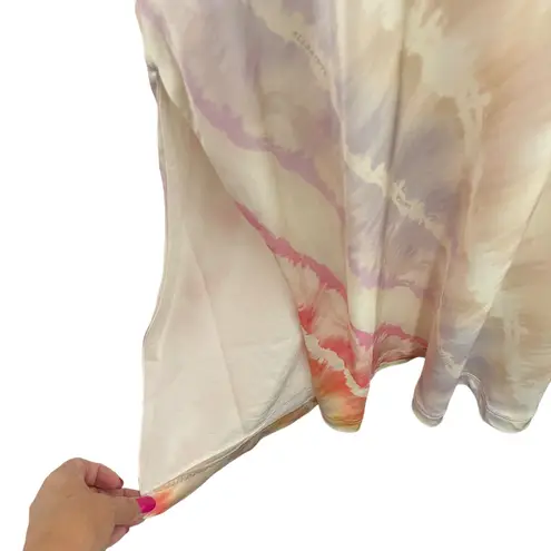 ALLSAINTS Melody Marea Midi Slip Dress Silk Rainbow Pink V Neck Lined Size 6 Y2K