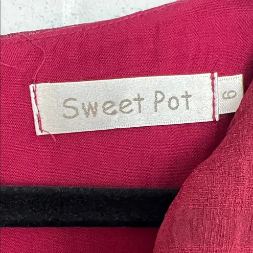 Sweet Pea Wine Ruffle Mini Dress Size 6