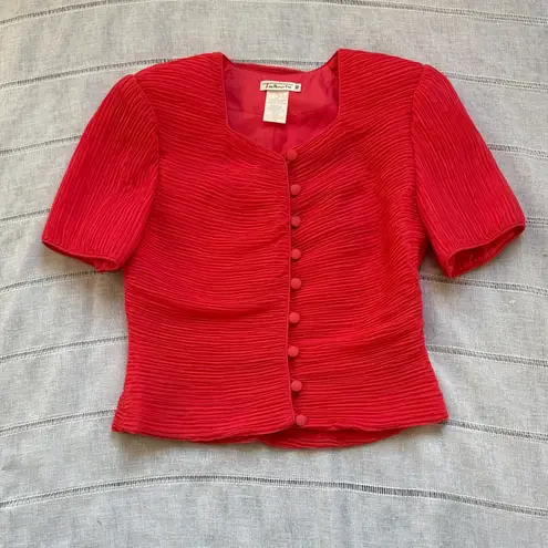 Talbots  Vintage Coral Short Sleeve Jacket Blouse