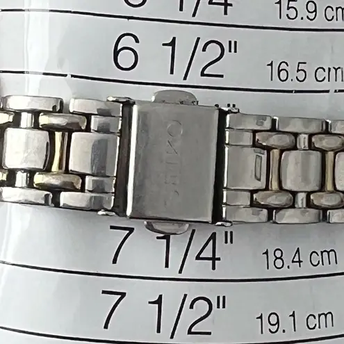 Seiko Solar Ladies Watch Crystal Embellishments Pearl Dial Two-Tone Bracelet