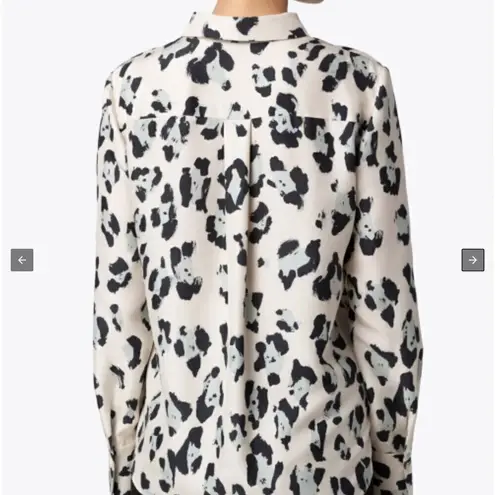 Lafayette 148 Scottie Leopard Print Silk Shirt Top Blouse
