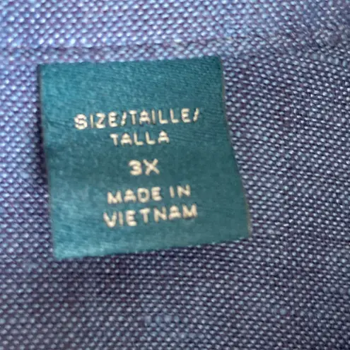 Perry Ellis 100% Linen Blue Button Down Shirt Women’s 3X NWT