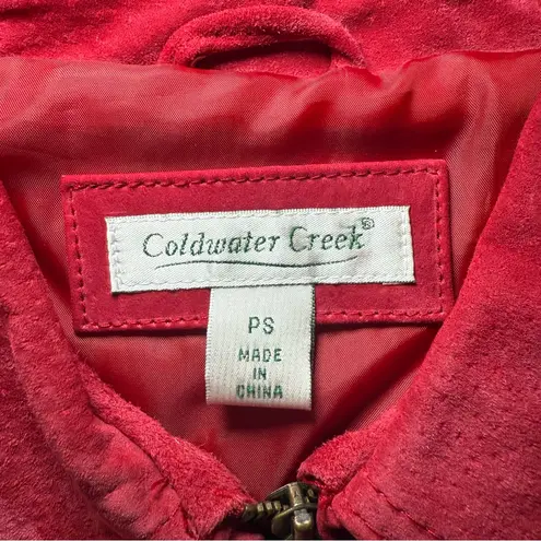 Coldwater Creek Red Suede Leather Zipper Jacket Lined Casual Biker Petite Small