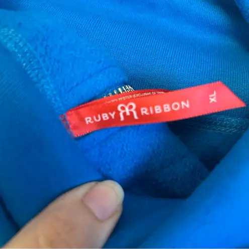 Ruby Ribbon royal blue cowl neck zip back pullover sweater size XL athleisure