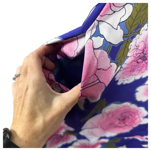 Natori Pink Purple Floral Midi Dress with Pockets Flowy Sleeveless Size Small