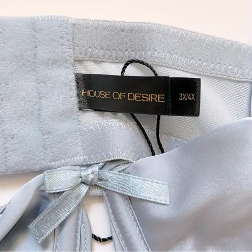 House of Desire Sienna Satin & Lace Bra Blue Romantic Underwire Size 3X/4X NEW