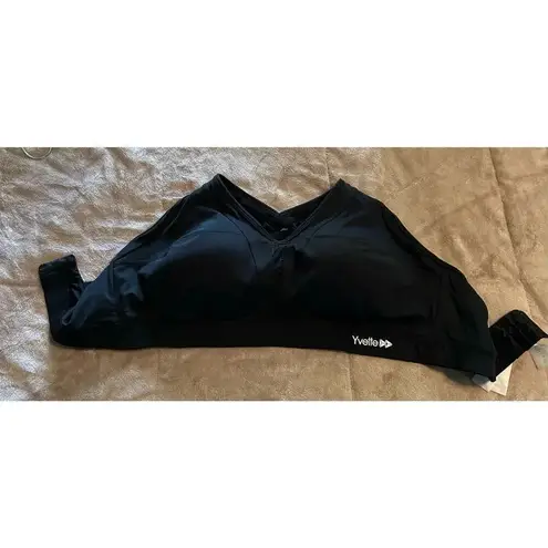 Yvette Sports Bra Size 3X High Impact Supportive Black Criss Cross Straps