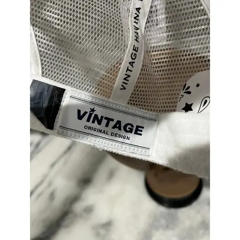 Vintage Havana Slam Trucker Hat White Silver Glitter Star Mesh Snapback NWT