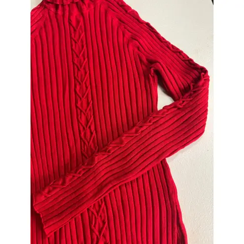 Willi Smith Ribbed Knit Turtleneck Sweater Braided Detail Long Sleeve Pullover