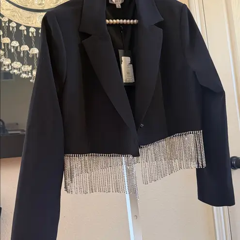 Gianni Bini  Anya Rhinestone Fringe Point Collar Long Sleeve Coordinating Jacket