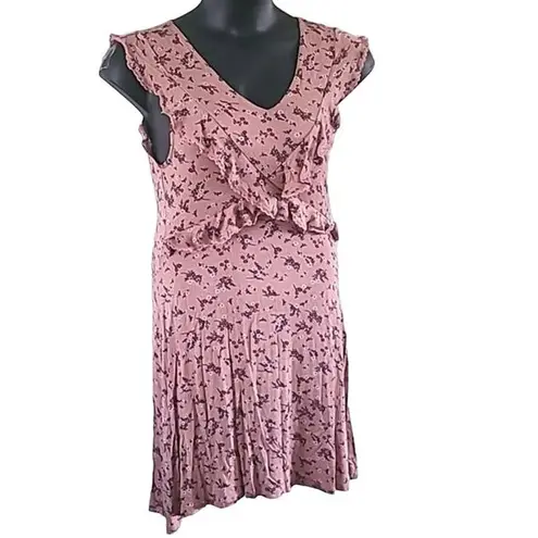American City Wear American Rag Cie Mauve Floral Ruffle Front Sleeveless Dress - Size Large - NWOT