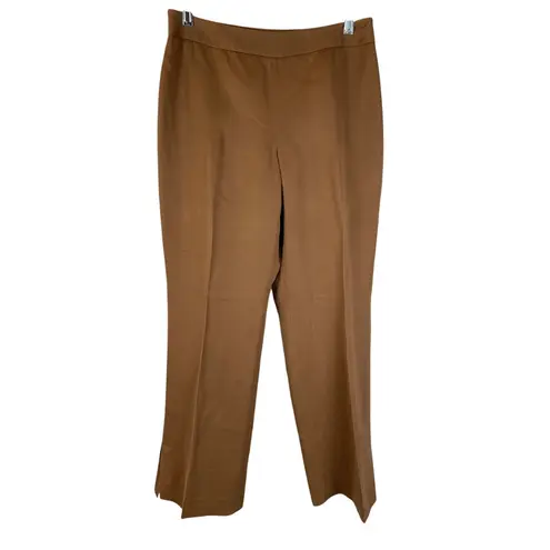Pendleton Silk Blend Tan Mini-Kick Flare Split Hem Trousers Size 8 Petite
