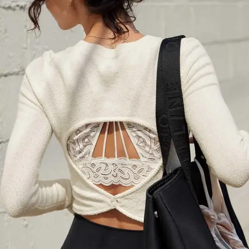 Aerie NEW  Open Back Cropped Sweater in Coconut