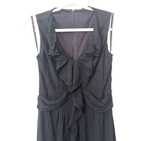 Elie Tahari Ruffled Mid-Length Classic Black Dress Sz6