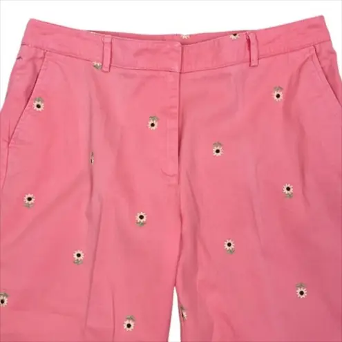 kim rogers  Coral Sunflower Embroidered Cropped Pants Size 14