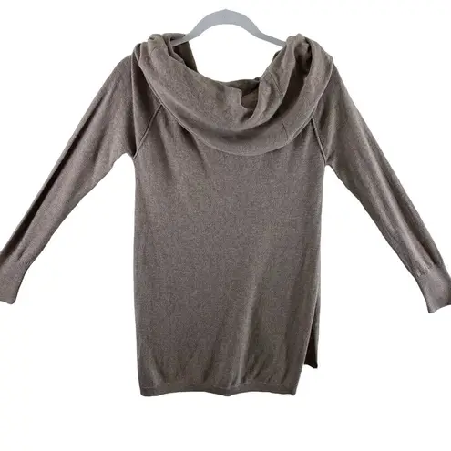 Shrinking Violet Tan Long Sleeve Cowl Neck Lightweight Tight Knit Sweater Size M