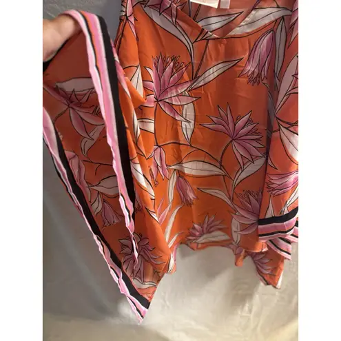 Kim Gravel Belle Women's Orange Floral Shrug/shell. Size XS. Lightweight
