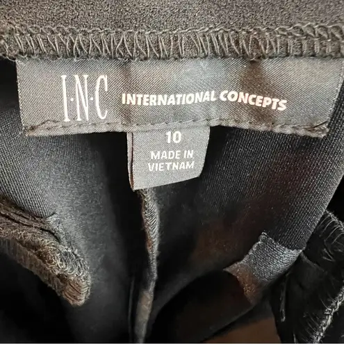 INC International Concepts Size 10 Wide Leg High Rise Dress Pants Faux Pockets Black